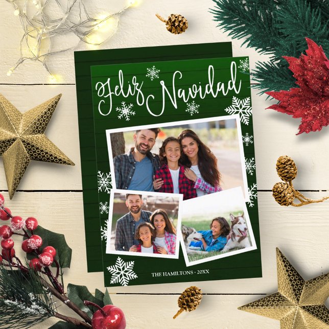 Invitación Feliz Navidad Snowflake Rustic 3 fotos Navidades (Subido por el creador)