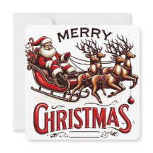 Feliz Navidad Trineo de Santa y Reno Vintage