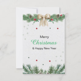 Invitación Feliz Navidad Verde y Blanca Moderna