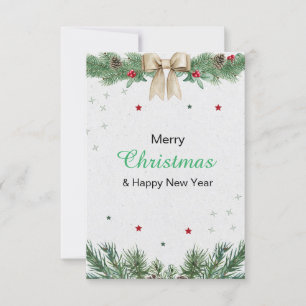 Invitación Feliz Navidad Verde y Blanca Moderna