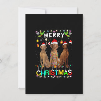 Invitación Feliz Navidad Vizsla Shirt Santa Hat enciende Navi