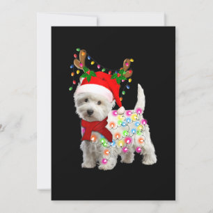 Invitación Feliz Navidad Xmas Westie Perro Reno Disfraz