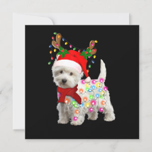 Invitación Feliz Navidad Xmas Westie Perro Reno Disfraz
