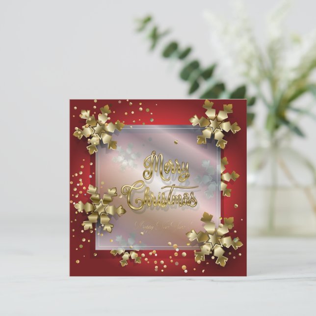 Invitación ¡Feliz Navidad y Año Nuevo! 20XX Gold Luxury (Anverso de pie)