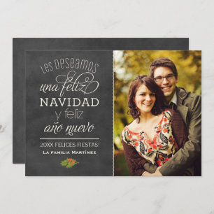 Invitación Feliz Navidad y Año Nuevo Deseos   Negro Pizarra