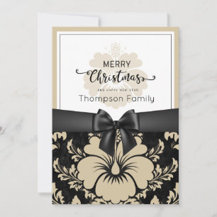 Invitación Feliz Navidad y felices fiestas, lazo negro,