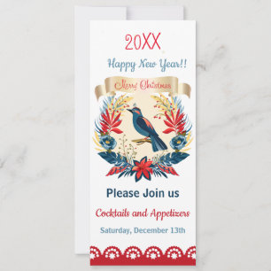 Invitación ¡Feliz Navidad y Feliz Año Nuevo! 2027 Pájaro Azul