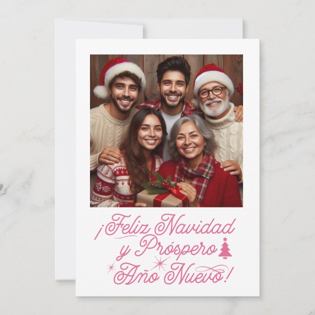 Invitación Feliz Navidad y inminente año nuevo con foto (Anverso)