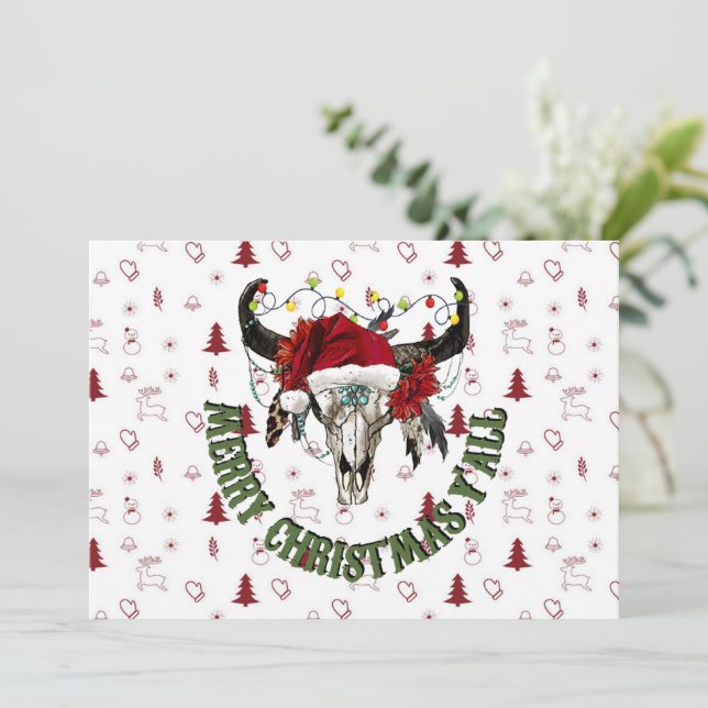 Invitación Feliz Navidad Y'all (Anverso de pie)