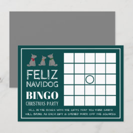 Invitación Feliz Navidog, Fiesta Navidad español Bingo