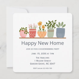Invitación Feliz Nuevo Hogar Flores Jardín Casa