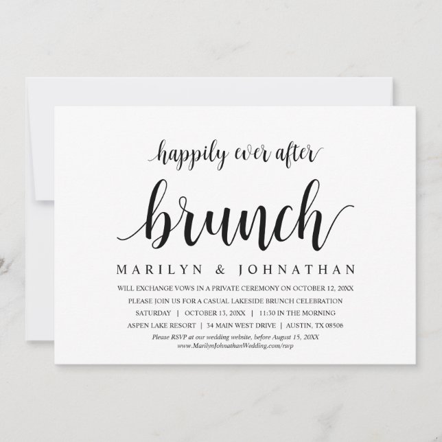 Invitación Feliz Nunca Después De La Cena De Boda Elopement B (Anverso)