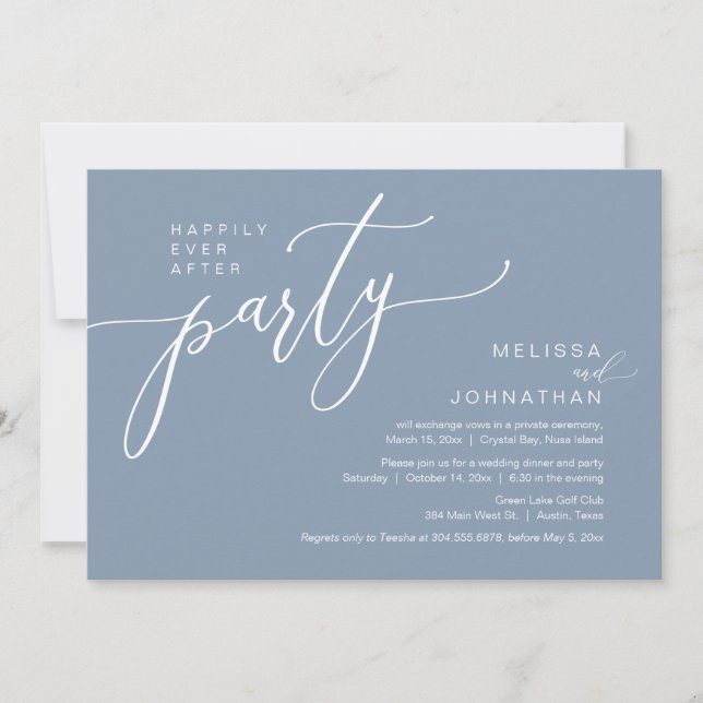 Invitación Feliz Nunca Después De La Cena De Boda Elopement F (Anverso)