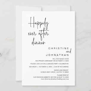 Invitación Feliz Nunca Después De La Cena De Boda Elopement F