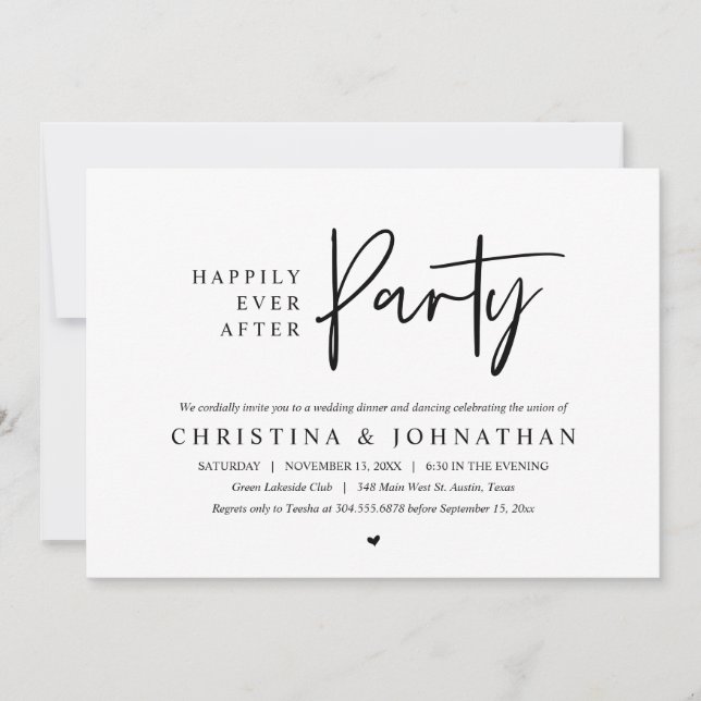 Invitación Feliz Nunca Después De La Cena De Fiestas Bodas Ba (Anverso)