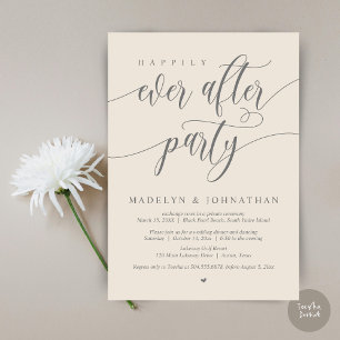 Invitación Feliz Nunca Después De La Cena Fiesta Boda, Cream