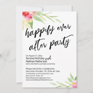 Invitación Feliz Nunca Después De La Escritura A Mano Floral