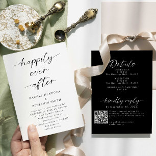 Invitación Feliz Nunca Después De Los Detalles De Dos Partes 