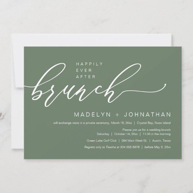 Invitación Feliz Nunca Después Del Boda Elopement Brunch Fies (Anverso)