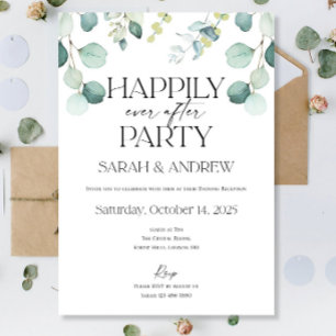 Invitación Feliz Nunca Después Del Boda Fiesta Eucalyptus Gre