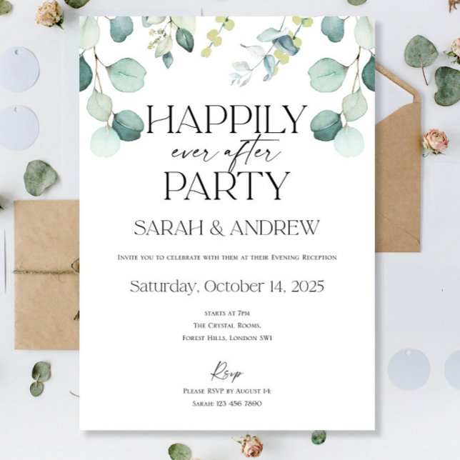 Invitación Feliz Nunca Después Del Boda Fiesta Eucalyptus Gre (Subido por el creador)