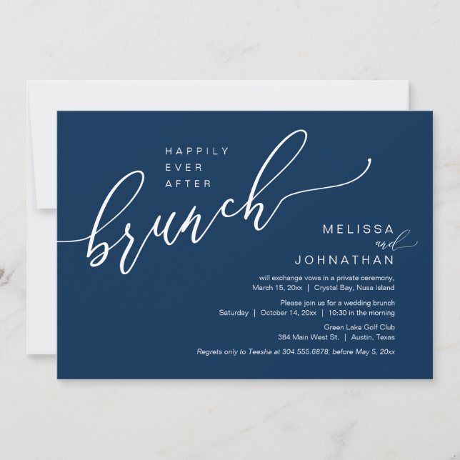 Invitación Feliz Nunca Después Del Brunch De Boda Elopement (Anverso)