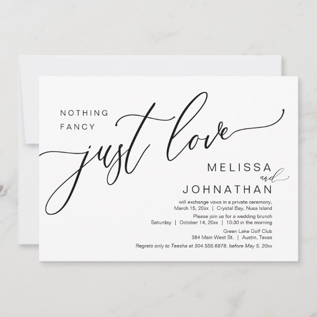 Invitación Feliz Nunca Después Del Brunch De Boda Elopement (Anverso)