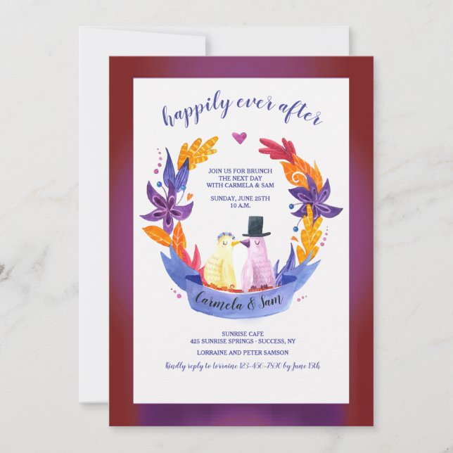 Invitación Feliz Nunca Después Del Brunch Post Boda (Anverso)