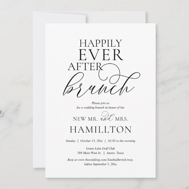 Invitación Feliz Nunca Después Del Brunch Post boda  (Anverso)