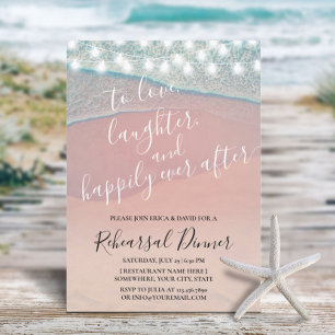 Invitación Feliz Nunca Después Del Ensayo De Boda En La Playa
