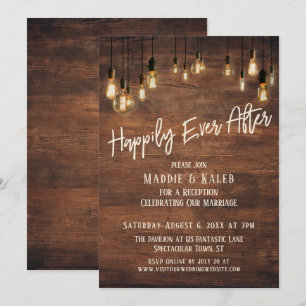 Invitación Feliz Nunca Después Del Muro De La Madera Marrón I