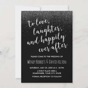 Invitación Feliz Nunca Después Del Purpurina Negro Boda Moder