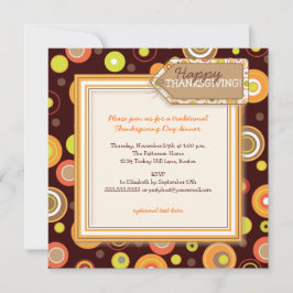 Invitación Feliz otoño a la cena retro de Acción de Gracias