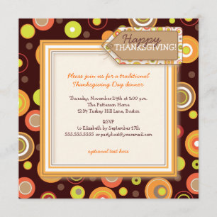Invitación Feliz otoño a la cena retro de Acción de Gracias