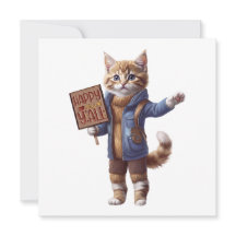 Invitación Feliz Otoño a Todos Gato de Otoño