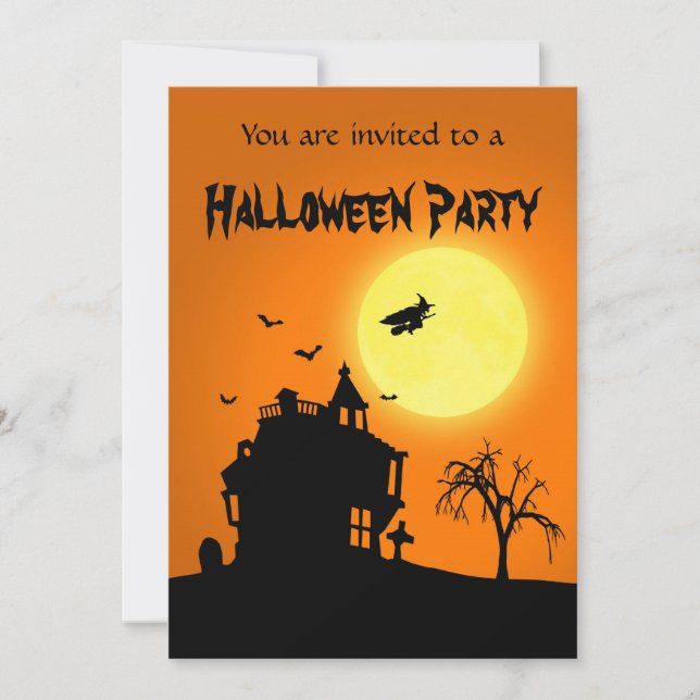 Invitación Feliz paisaje de la silueta de Halloween (Anverso)