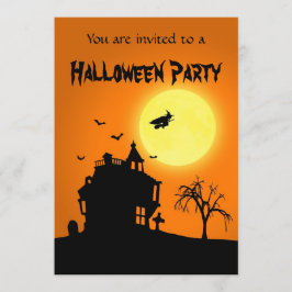 Invitación Feliz paisaje de la silueta de Halloween