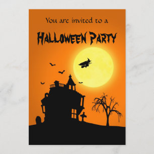 Invitación Feliz paisaje de la silueta de Halloween