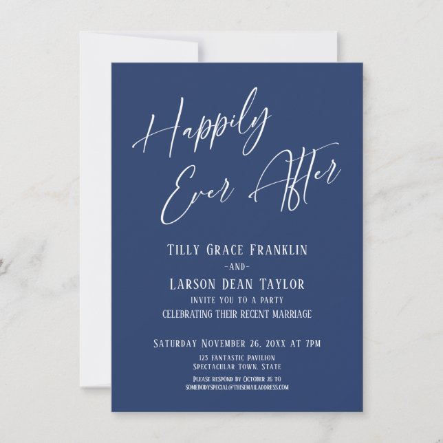 Invitación Feliz para Siempre Armada Elegante Fiesta de Boda (Anverso)