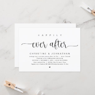Invitación Feliz para siempre, Boda Elopement Fiesta