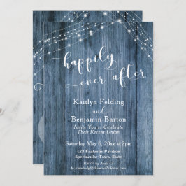 Invitación Feliz para siempre después de con Flora Azul Rústi