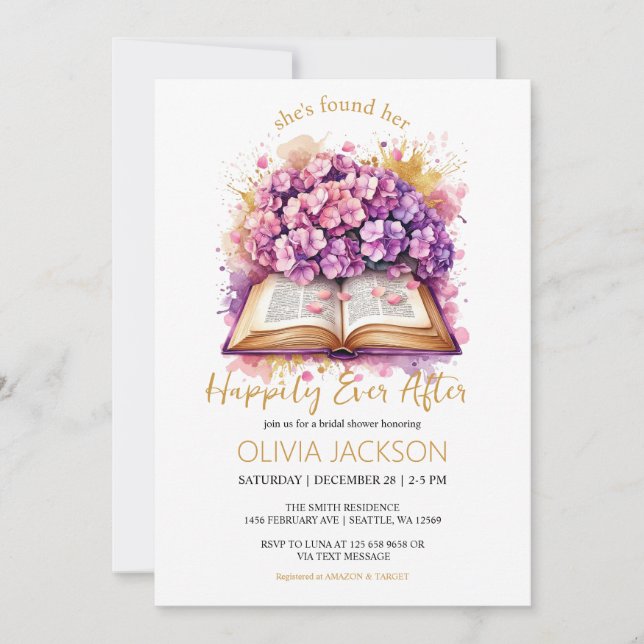 Invitación Feliz para siempre después de Hydrangea Bridal Sho (Anverso)