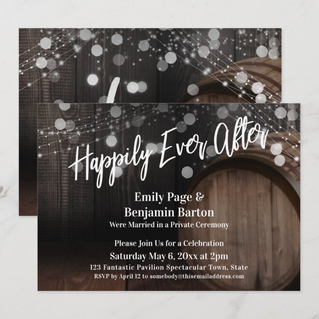 Invitación Feliz para siempre después de un barril y una luz  (Anverso / Reverso)