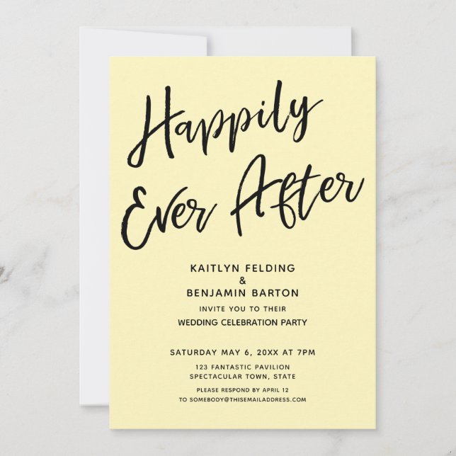 Invitación Feliz para Siempre Fiesta de Boda Informal Amarill (Anverso)