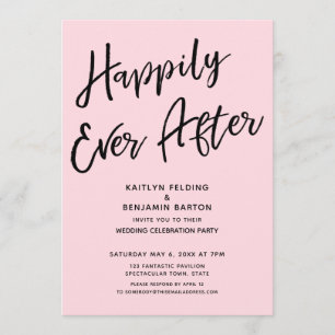 Invitación Feliz para Siempre Fiesta de Boda Informal Rosa Cl
