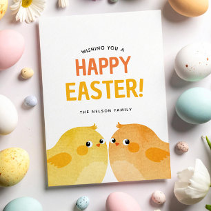 Invitación Feliz Pascua con dos pollitos