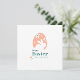 Invitación Feliz Pascua – Diseño floral de conejo y huevo