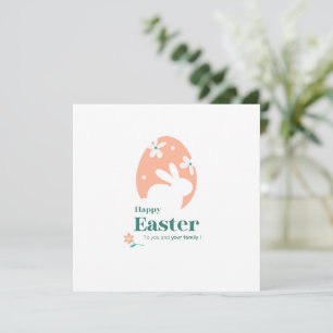 Invitación Feliz Pascua – Diseño floral de conejo y huevo