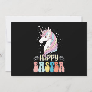 Invitación Feliz Pascua Unicornio de huevos de conejo conejo 