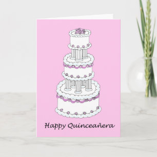 Invitación Feliz pastel de quinceañera